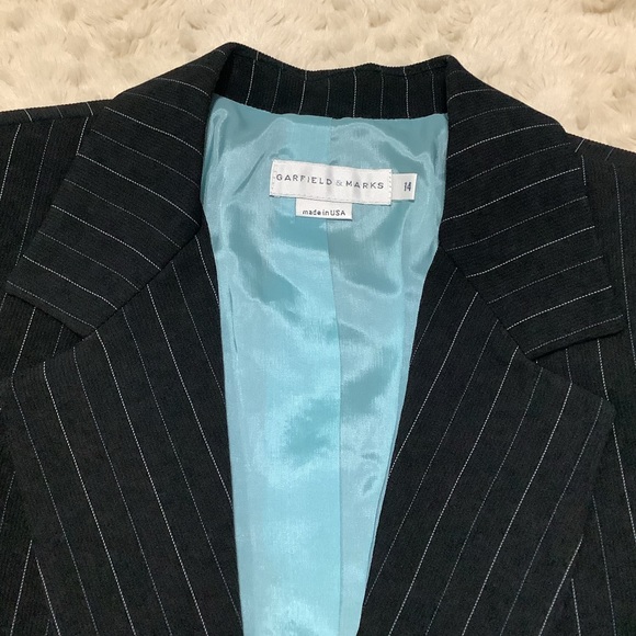 ✨ GARFIELD & MARKS Pinstripe Navy Blue Blazers NEW - Size 14 - Picture 4 of 9